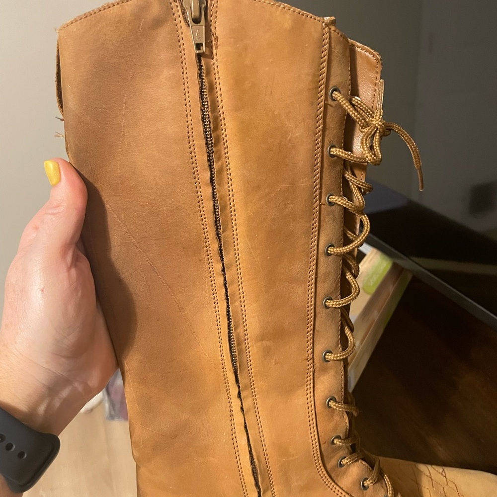 Oakley Tall Lace Up Leather Boots Tan Size 7.5 Riding Western Style - Picture 10 of 10